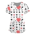 thumbnail image 1 of Babysbule Mode Femme Manches Courtes Col en V Uniforme de Travail Imprimé Hauts d'Été pour Femmes avec Poches, 1 of 3
