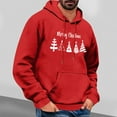 thumbnail image 2 of Men's Christmas Hoodie with Santa Claus and Tree Graphic Long Sleeve Drawstring Pullover Sweatshirt with Pockets Festive Holiday Hooded Top, 2 of 5