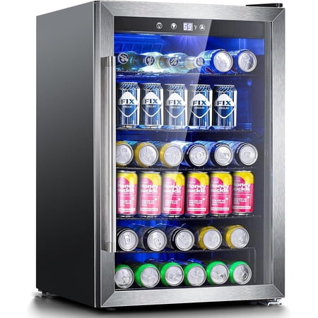 Antarctic Star Beverage Refrigerator,145 Can Mini Fridge,Freestanding wine cooler for Soda Beer or Wine,Glass Door, Small Drink Dispenser Machine, Touch Screen for Home Office or Bar, 4.5 cu.ft