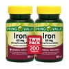 Spring Valley Iron General Wellness Dietary Supplement Tablets Twin Pack, 65 mg, 200 Count