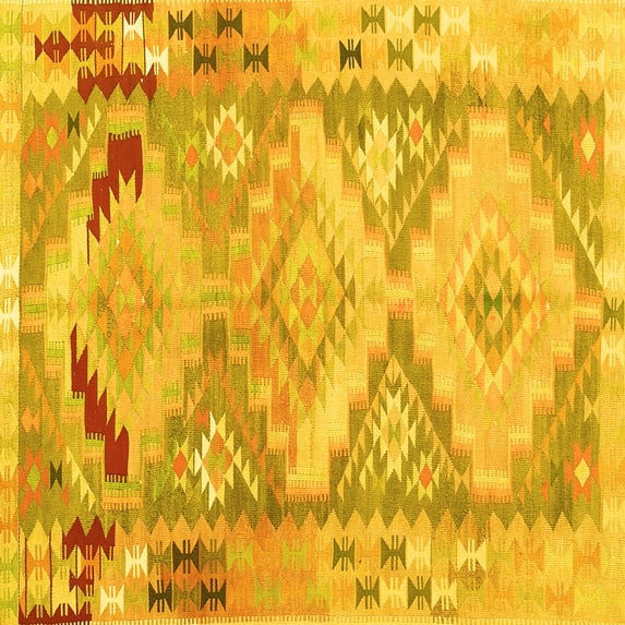 Ahgly Company Indoor Square Southwestern Yellow Country Area Rugs, 5' Square