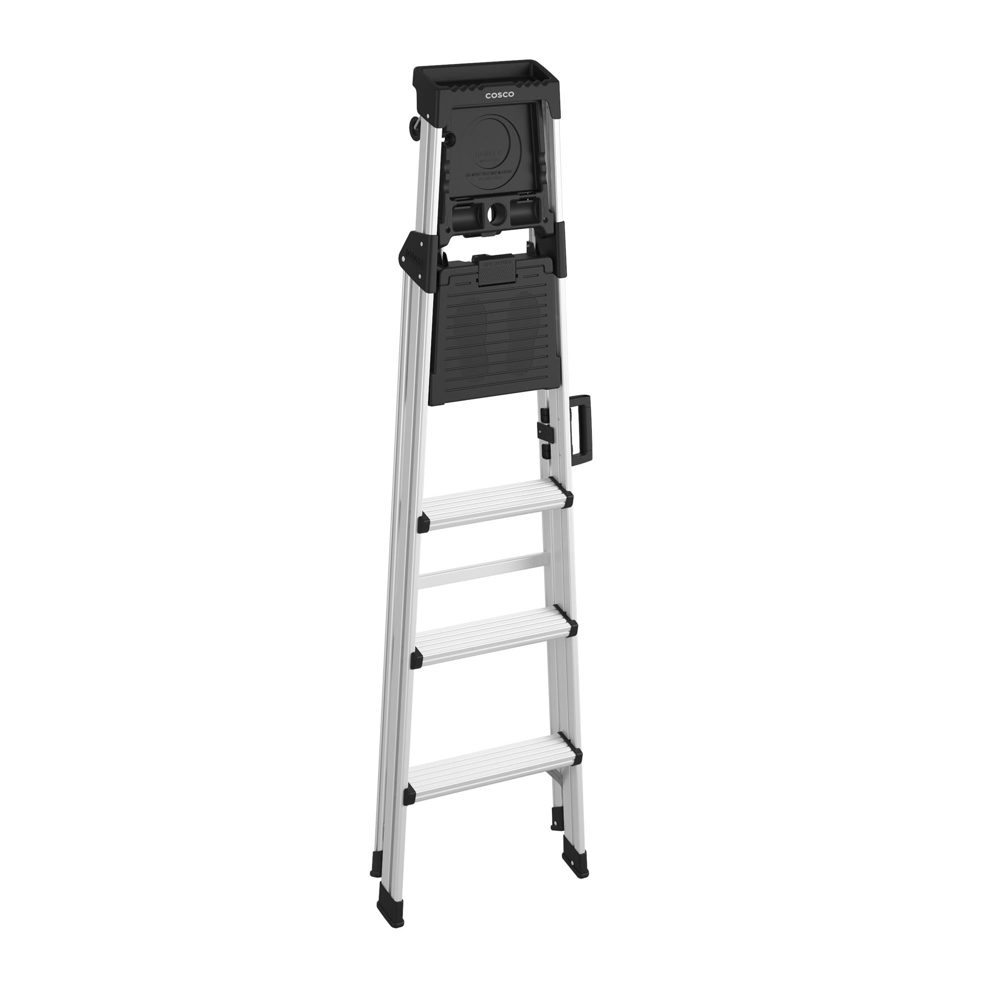 COSCO 6ft Signature Series Step Ladder, Type 1A, 300 lbs. Load Capacity (Aluminum/Black)