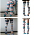 thumbnail image 2 of Yokua Womens Thigh High Socks Over the Knee Crochet Knit Colorful Striped Boot Socks, 2 of 20
