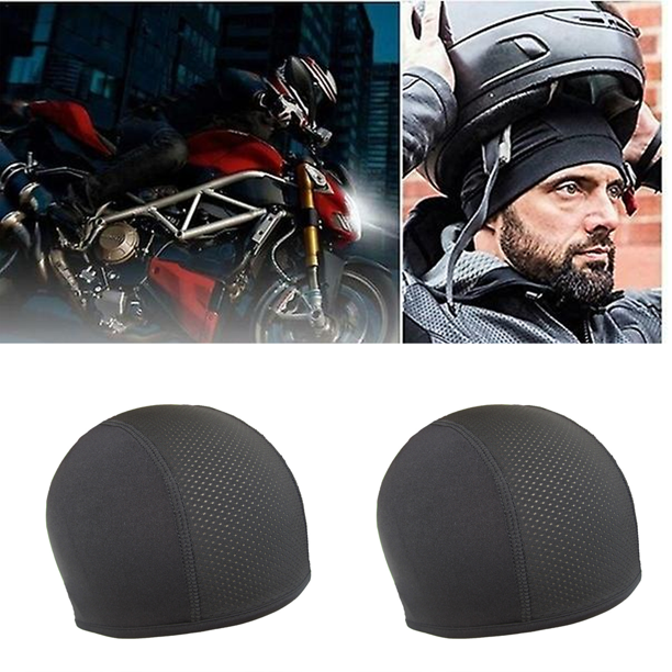 2 piezas de gorro de secado rápido para hombre, gorro de montar, casco de bicicleta, motocicleta, gorro de montar, gorro de ciclismo para deportes al aire libre para hombre y mujer negro