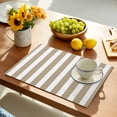 thumbnail image 2 of Beige Striped Placemats Set of 4, Modern Farmhouse Beige White Stripes Placemats for Dining Table, Place Mats for Kitchen Tabletop, Waterproof Wipeable Dining Table Mats Set, 2 of 9