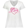 thumbnail image 3 of Inktastic Love in Red and Pink with Heart Women's Plus Size V-Neck T-Shirt, 3 of 5