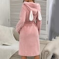thumbnail image 4 of Bath Robe Women's Fleece Long Sleeve Soft With Belt Printed Hood Women's Sleepwear,Pink,S, 4 of 4