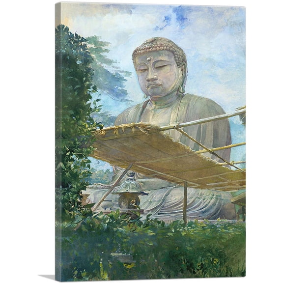 ARTCANVAS Great Statue Amida Buddha at Kamakura Daibutsu Priest's Garden 1887 Canvas Art Print by John La Farge - Size: 12" x 8" (0.75" Deep)