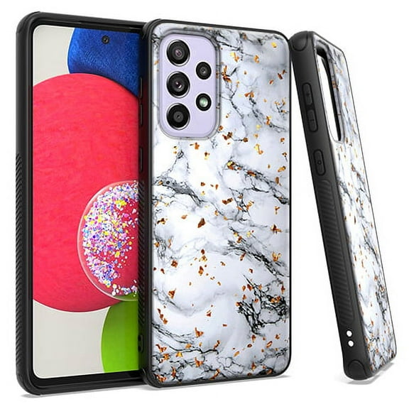 For Samsung A53 Chrome Flake Marble White