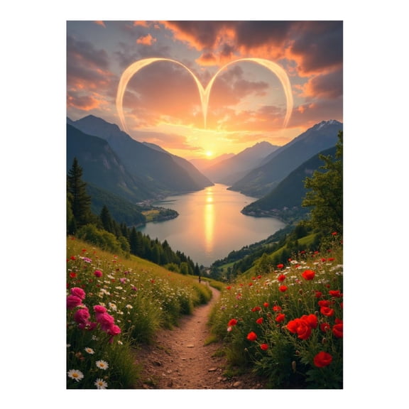 Diamond Art Kits for Adults - 5d Valley Sunset Scenic Pathway Meadows Diamond Painting for Adults, Diamond Art for Adults Beginners, Diamond Painting Kits for Adults for Home Wall Decor