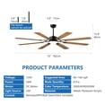 thumbnail image 2 of 72-Inch 8-Blade Large Ceiling Fan with Reversible Quiet DC Motor and Integrated LED Light, Modern Indoor Outdoor Ceiling Fan for Kitchen Living Room Terrace in Black, 2 of 9