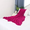 thumbnail image 5 of PiccoCasa Cotton Bed Blanket Solid Textured Decorative Knit Blanket Rose 60"x78", 5 of 6