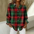 thumbnail image 6 of Flannel Shirts in Women Long Sleeve Button Down Lapel Tops Colorful Plaid Spring Fall Casual Loose Fit Women's Shirts, 6 of 6