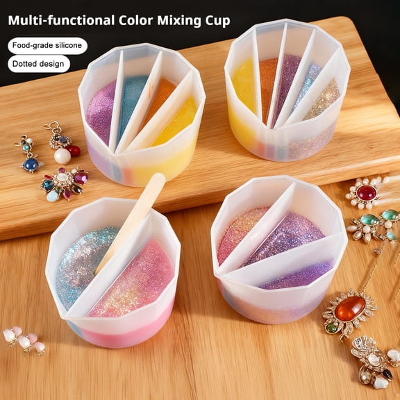 Multi Channel Split Cup for Paint Pouring Reusable Resin Mixing Cup Silicone Fluid Art Split Cup for Acrylic Paint Epoxy Resin Art Drawing Accessories