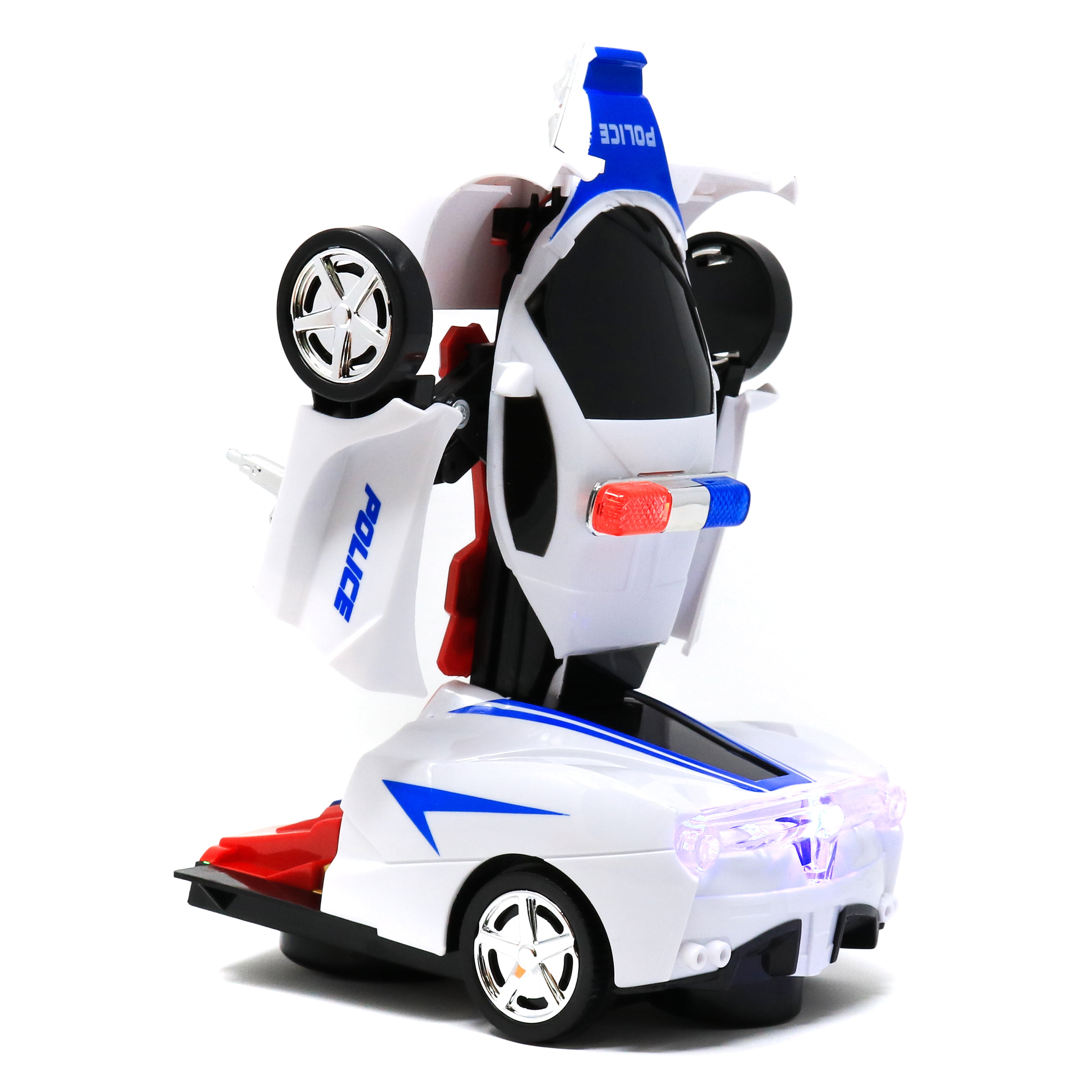 from Police Car to Robot and Vice Versa Bump and Go Action Great Gift Idea Comes with Lights and Sounds Toytykes Robot Police Car 