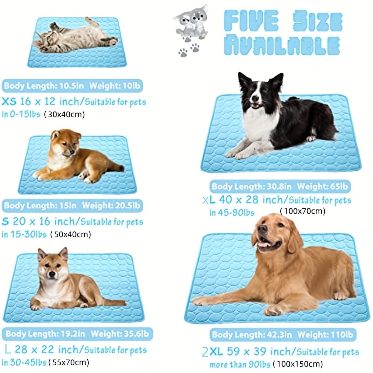 DABEI Waterproof Dog Cooling Mat - Summer Sleeping Pad for Cats and Dogs - Keep Your Pet Cool and Comfortable