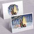thumbnail image 3 of Merry Christmas Boston Terrier Snowy Winter with Gifts Tree Decorations 7x5in Folded Greeting Card Gentleman Dog Lover Gifts Single Note Card with Envelope - 12020, 3 of 5