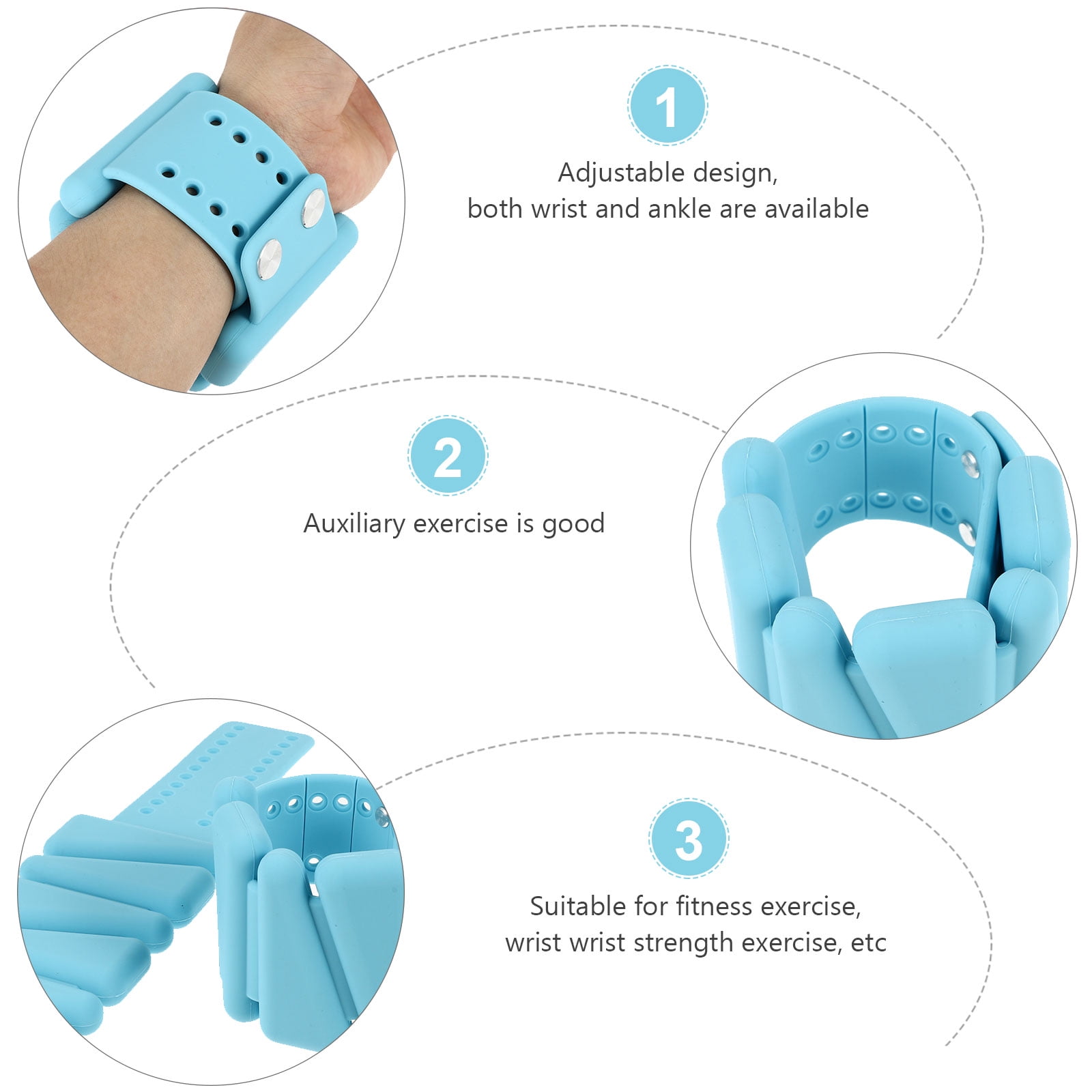 Homoyoyo 1Pair Blue Silicone Wrist Weights Adjustable for Yoga Running and Home Workouts