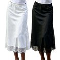 thumbnail image 3 of LMLYSoH Women's Satin Midi Skirt Elegant Solid Color Lace Trim Loose Fit Knee Length Skirt for Party Work Daily Wear, 3 of 9