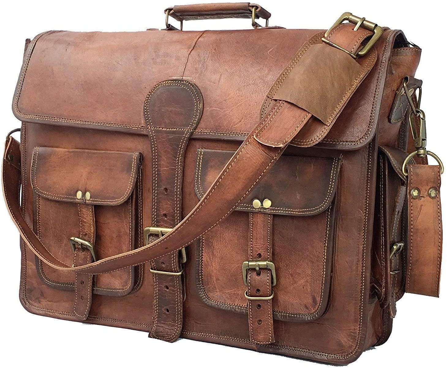 Leather Saddler Full Flap Messenger Handmade Bag Laptop Bag Satchel Bag Padded Messenger Bag 15