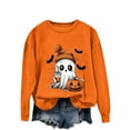 thumbnail image 3 of VKOYWKM Women's Halloween Graphic Sweatshirt Oversized Ghost Graphic Sweatshirts Crew Neck Pullover Long Sleeve Fall Party Tops Halloween Sweatshirts, 3 of 6