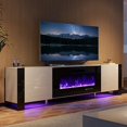 thumbnail image 2 of PLAUIN 70" Fireplace TV Stand with LED Lights, Spacious Entertainment Center with Storage, White, 2 of 6