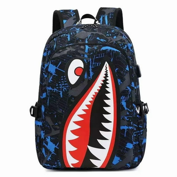 Shark Teens Backpacks Fashion Schoolbag Casual Waterproof Travel USB Laptop Backpack (Style 4)
