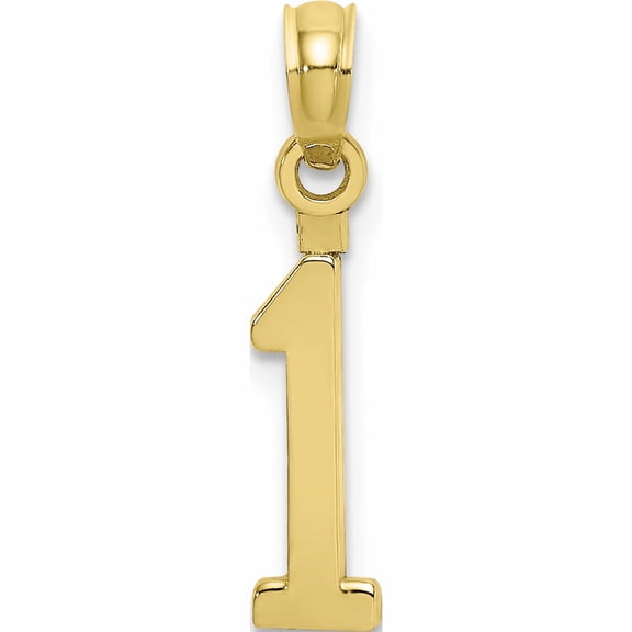 10K Yellow Gold Number 1 Block Charm (13.3 X 4.15) Made In United States 10nu01