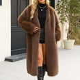 thumbnail image 5 of Women's Plus Size Beige Faux Fur Coat V-Neck Long Sleeve Warm Long Coat for Winter, 5 of 8
