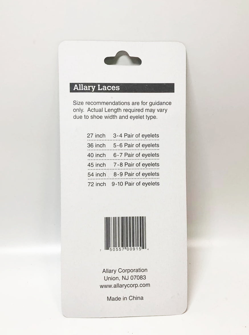 1Blk/2Wht Allary Athletic Laces 45 Inch Round Athletic Shoe Laces Lot of 12 