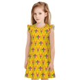 thumbnail image 1 of Fotbe Mardi Gras Crayfish and Fleur de lis Vestido de Dormir para Niñas de 3 a 10 Años, Mangas Cortas, Estilo Princesa, Pijama Camisón con Mangas Voladas-Small, 1 of 6