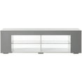 thumbnail image 5 of White Entertainment TV Stand with LED Lights and Glass Shelves with UV Frame, 5 of 6
