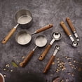 thumbnail image 6 of 8 pieces Silvery Measuring Cups Set and Measuring Spoons Set with Scale, Wooden Handle Stainless Steel Dry & Liquid Measuring Cup for Cooking Baking, 6 of 18