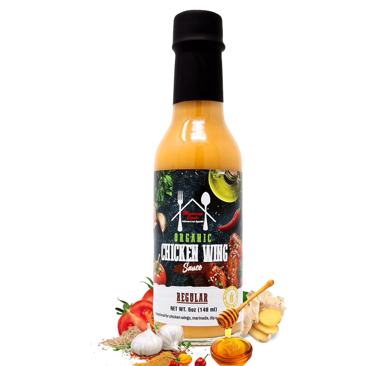 Hot Sauce 3 Pack - Gourmet Vegan Hot Sauce, Chicken Wing Sauce, and Seafood Sauce - Gluten-Free, Organic, 5 oz Bottles
