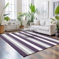 thumbnail image 3 of Large Area Rugs 8'x10', Purple Grey Stripe Carpet Runner Indoor Outdoor Rugs Home Decor Aesthetic, Minimalist Farmhouse Striped Non Slip Mats Washable Accent Rug for Living Room Bedroom, 3 of 8