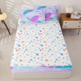 thumbnail image 4 of Homewish Magic Mermaid Girls Zipper Twin Comforter Sets with Fitted Sheet and 2 Pillowcases, Cartoon Sealife Zipper Bedding Set, Stars Reversible, 4pcs, 4 of 6