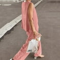 thumbnail image 6 of REORIAFEE Sexy 2 Piece Outfits for Women Summer Pants Sets 2 Piece Outfits Dressy Casual Summer Suit Solid Color Vest Trousers Two Piece Suit Pink M, 6 of 6