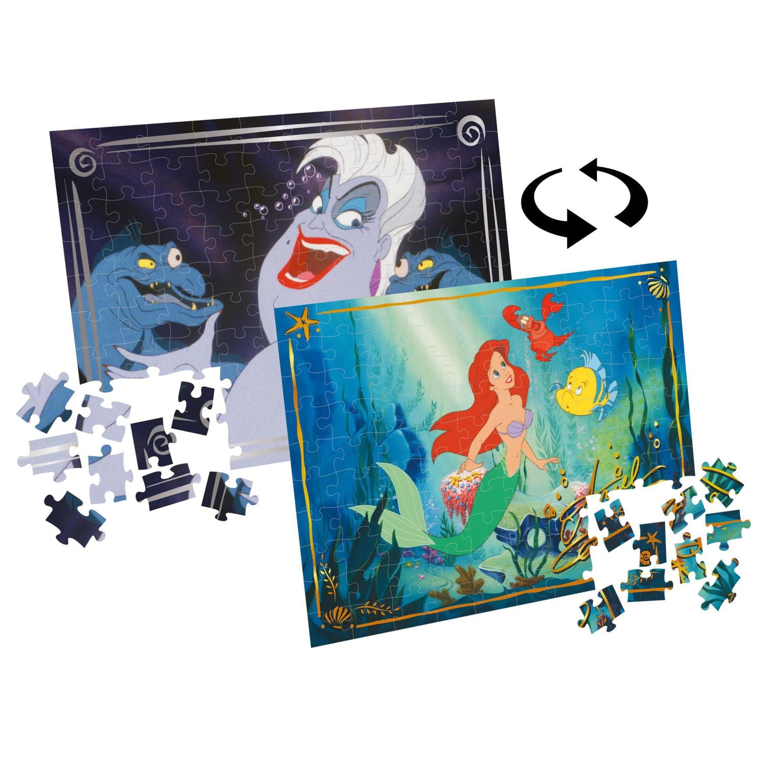 Disney Princess, puzzle réversible de 100 pièces La petite sirène Ariel et Ursula, pour les enfants à partir de 4 ans