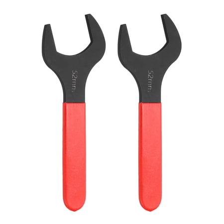 Uxcell 2Pcs Super Thin Single Open End Wrench 52mm Metric Carbon Steel Slim Wrench 15 Degree Angle Open Ended Ultra Thin Mechanic Spanner with Plastic Handle for Tight Space, Red