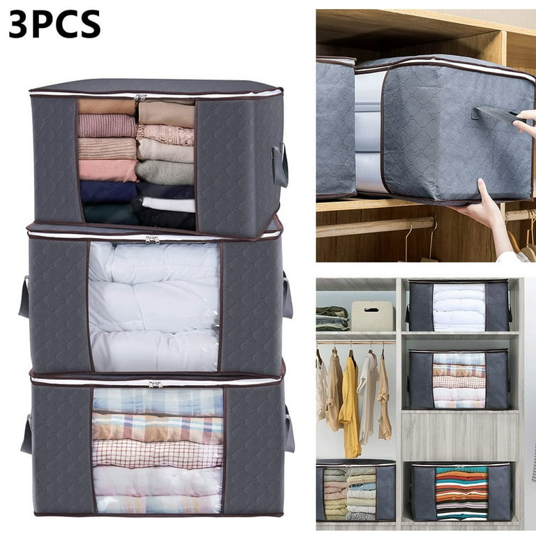 90L Large Clothes Storage Bags, Storage Bins with Reinforced Handles  Durable Zipper Clear Window, Closet Organizers and Storage Containers for