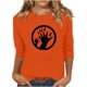 thumbnail image 2 of Heisall Women's Spring Autumn Tops 3/4 Sleeve Round Neck Casual Fashion Blouses Orange Festival Print Shirts, 2 of 4