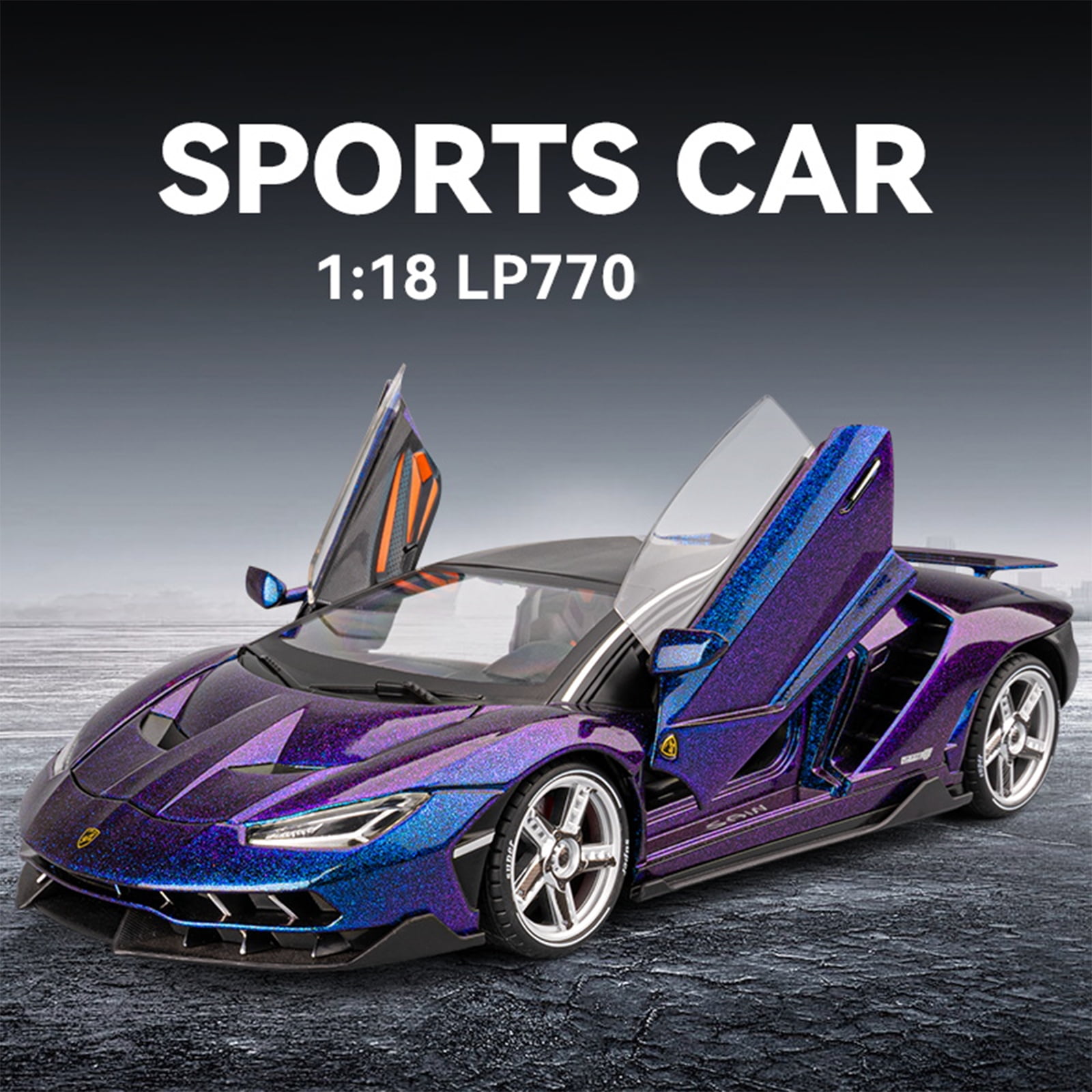Anmyjuly 1:18 scale LP770 sports car model kits with Alloy Body, Shock Absorption Tires, Simulated Lights & Sound, Steerable Front Wheels & Adjustable Rear Wing, die cast metal toy cars