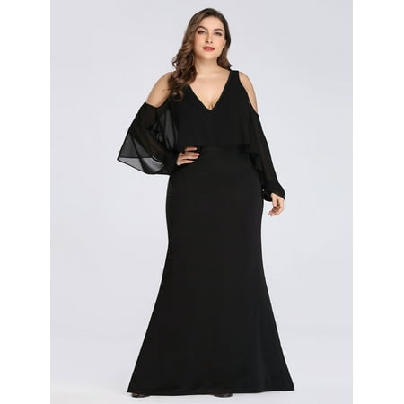Ever-Pretty Womens Chiffon Black Elegant Long Formal Evening Cocktail Party Prom Dresses for Women 07748 US8