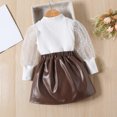 thumbnail image 5 of Elainilye Fashion Girl's Skirt Outfits Turtleneck Mesh Long-sleeved Pleated Skirt Short Skirt Suit Two-piece Suitable For 1-6 Years Old,White, 5 of 7