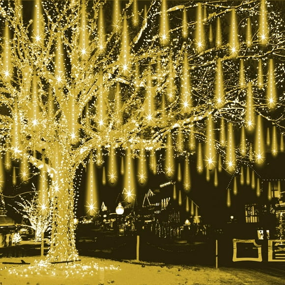 Luces navideñas Weepong para exteriores, 8 tubos, 30 cm, color blanco cálido
