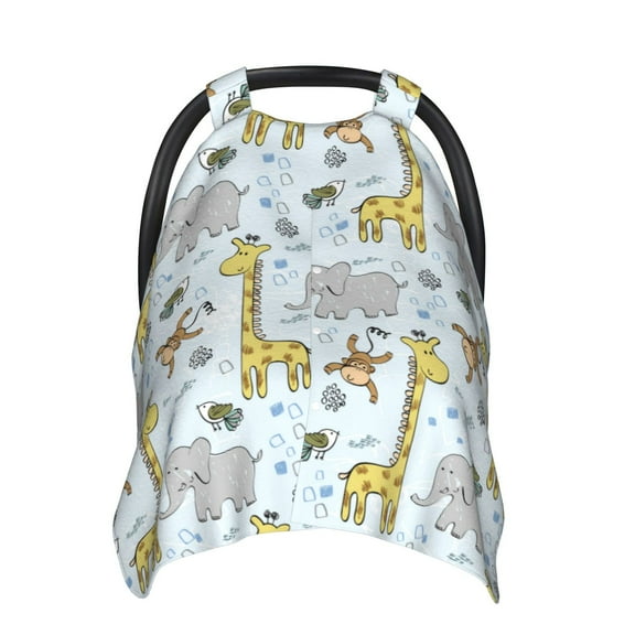 Car Seat Cover Baby - giraffe monkey_A Breathable Infant Car Seat Cover for Baby Carseat, Lightweight Comfort Baby Essentials Must Haves Newborn Stuff for Girl Boy