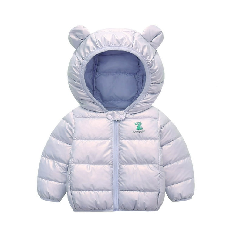 Girls' Detachable Hood Rain Jacket With Cartoon Bear Print