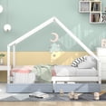 thumbnail image 2 of Cama infantil 90x200, cama casita infantil de madera de pino con 2 cajones extraíbles, cama plataforma estable para niñas y niños, cama juvenil, madera maciza, blanca esquí esquí Gafas de esquí, 2 of 5