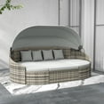 thumbnail image 2 of Outsunny 4 Pieces Rattan Daybed Patio Set with Canopy, Light Grey, 2 of 10