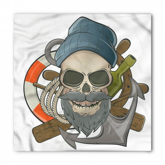Skull Bandana, Sailor Skull Nautical, Unisex Head and Neck Tie, by Ambesonne